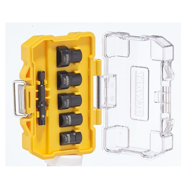 DWADND-5 Ensemble de 5 tournevis à douille Impact Ready de DEWALT, étui de protection rigide, acier résistant aux chocs