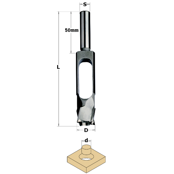 529.095.31 MÈCHE À BOUCHON SP Z4 S=1/2'' L=5-1/2'' d=3/8'' DR.