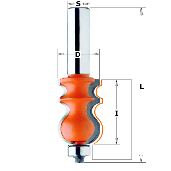 855.901.11 FRAISE POUR CADRE + ROUL. HM S=1/2'' D=15/16''