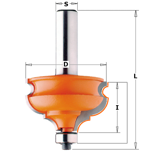 856.501.11 FRAISE POUR CADRE + ROUL. HM S=1/2'' D=1-7/8''
