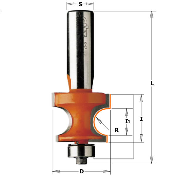 861.532.11 HM-FRAISE DEMI ROND + ROULEMENT S=1/2'' R=1/8'' D=7/8'' I=19/32''