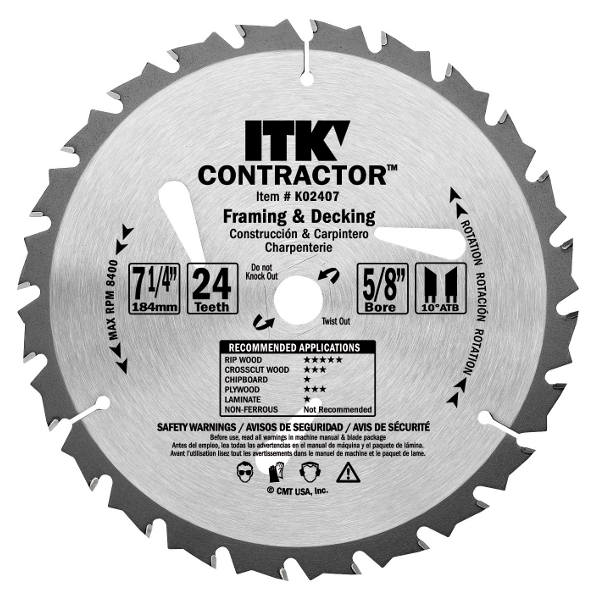 K02407 LAME CIRCULAIRE 7-1/4'', 24 DENTS