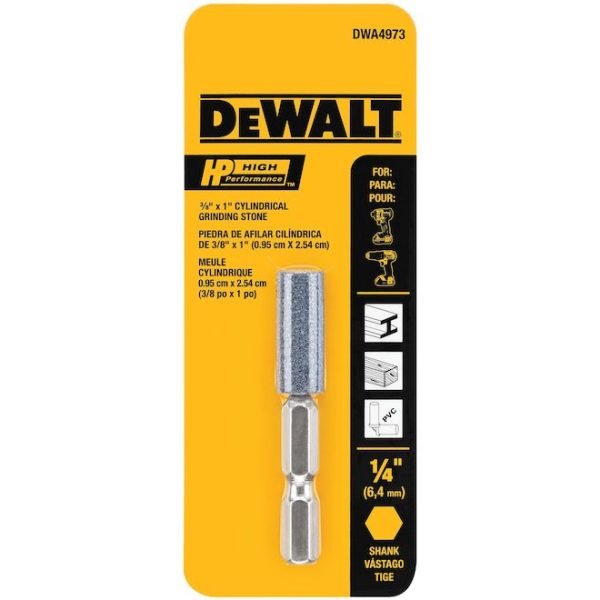 DWA4973 Meule cylindrique à aiguiser High Performance DEWALT 1 x 3/8 po pour visseuse, embout 1/4 po hexagonal – Image 2